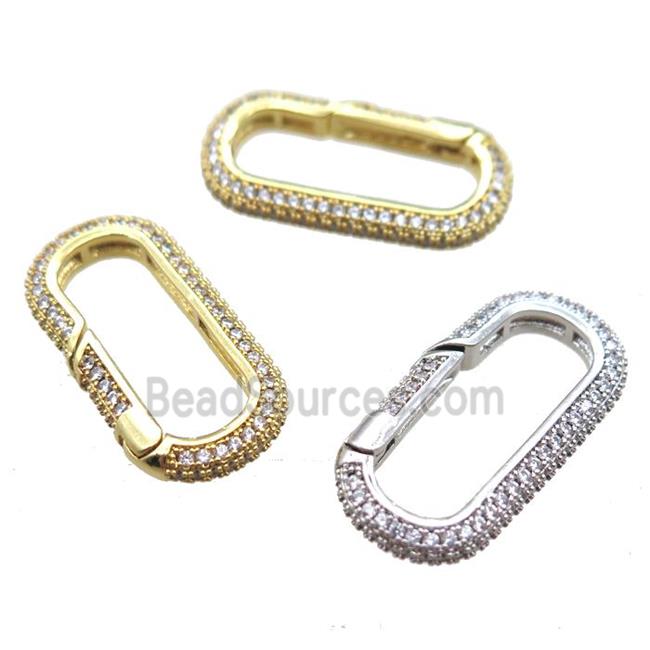 copper carabiner lock pendant pave zircon, mixed color