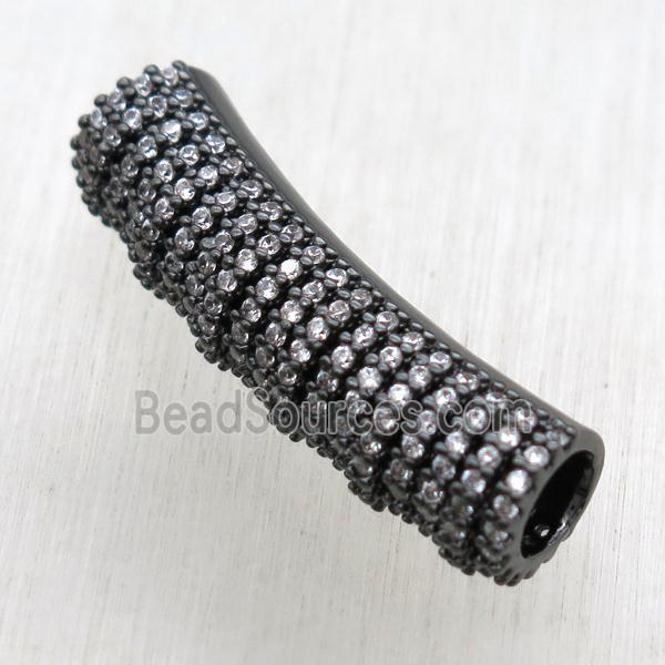 copper tube beads paved zircon, black plated