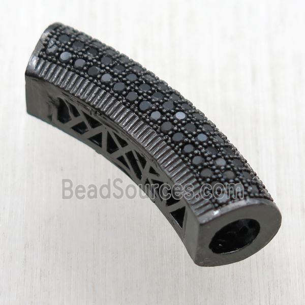 copper tube beads paved zircon, black plated