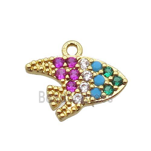 copper fish pendant pave zircon, gold plated