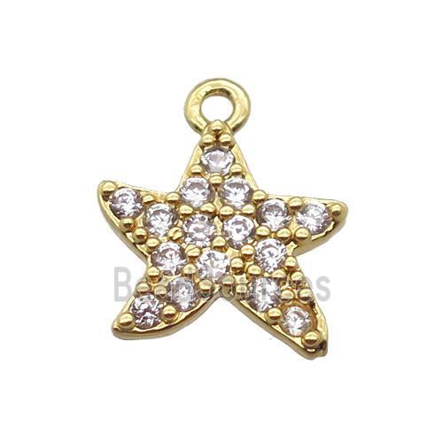 copper star pendant pave zircon, gold plated