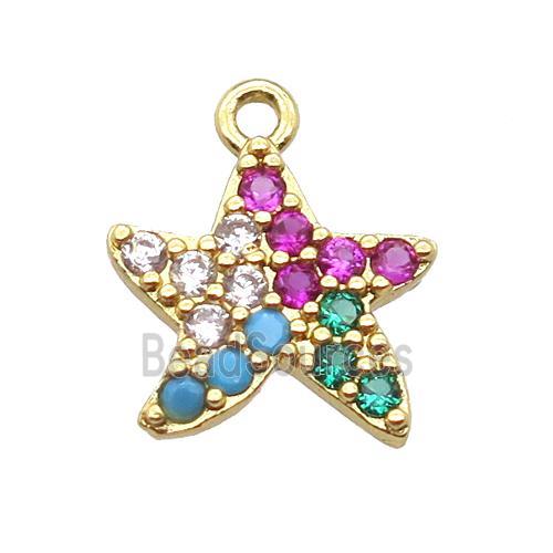 copper star pendant pave zircon, gold plated