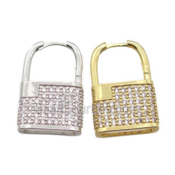 copper Lock Latchback Earrings pave zircon, mixed