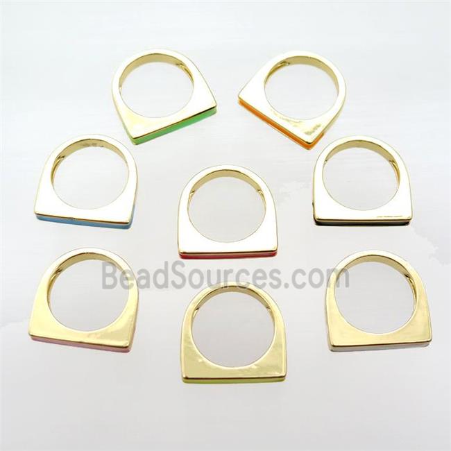 copper Rings with Enameling, mixed, gold plated