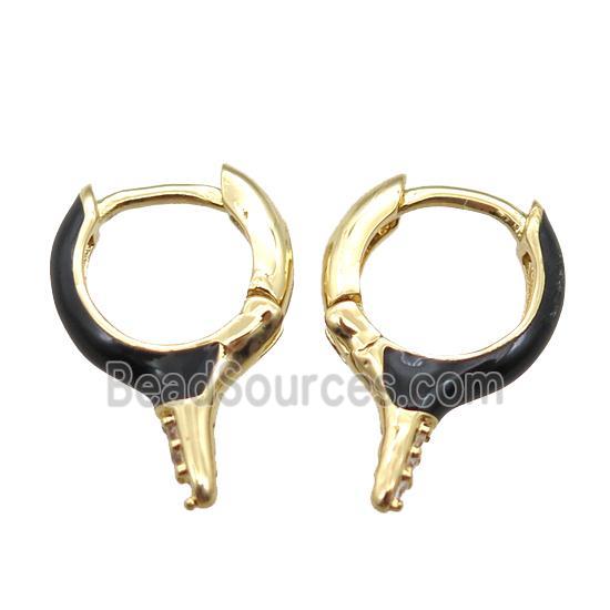 copper hoop Earrings with black Enameling, gold plated