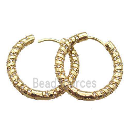 copper hoop earring pave zircon, gold plated