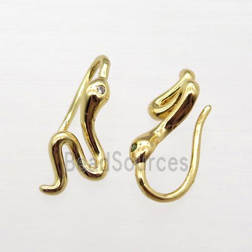 copper hook Earrings pave zircon, gold plated