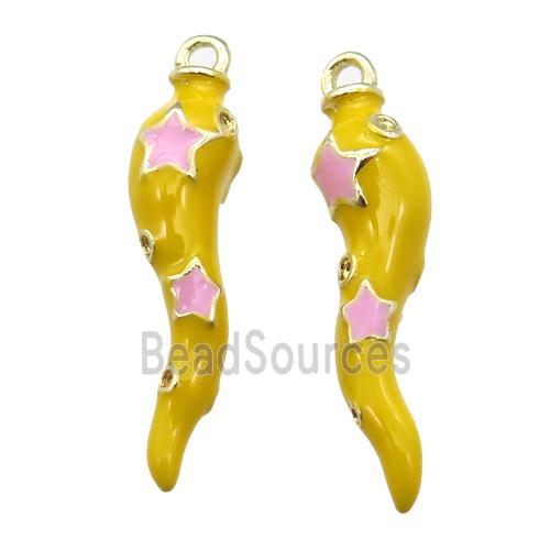 copper capsicum pendant with yellow Enameling, gold plated