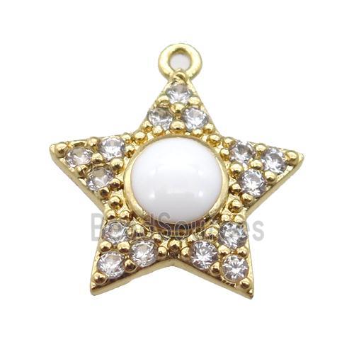 copper star pendant pave zircon, gold plated