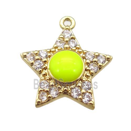 copper star pendant pave zircon, gold plated