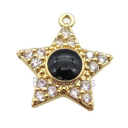 copper star pendant pave zircon, gold plated