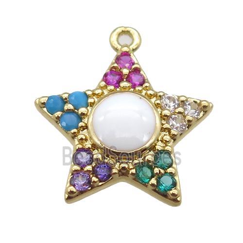 copper star pendant pave zircon, gold plated