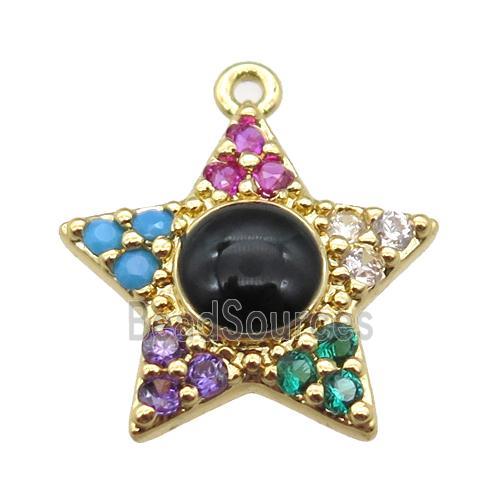 copper star pendant pave zircon, gold plated