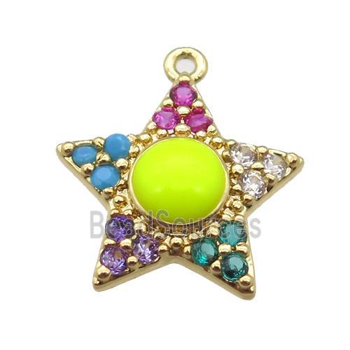 copper star pendant pave zircon, gold plated