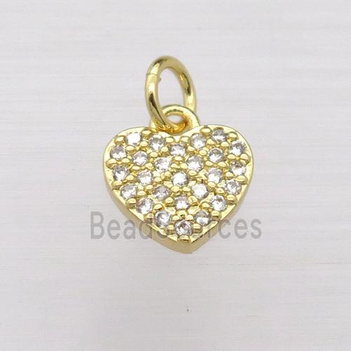 copper heart pendant pave zircon, gold plated