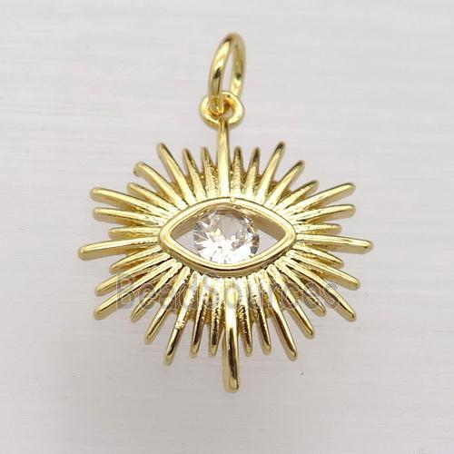 copper eye pendant pave zircon, gold plated