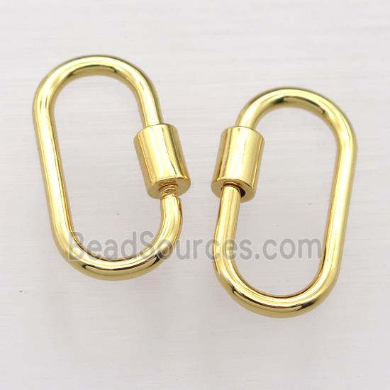 copper Carabiner Lock pendant, gold plated