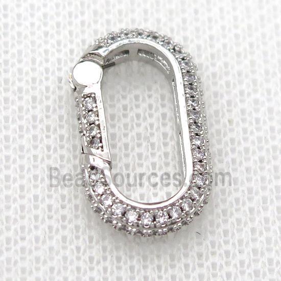 copper Carabiner Lock pendant pave zircon, platinum plated