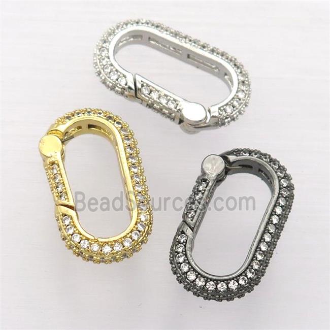 copper Carabiner Lock pendant pave zircon, mixed