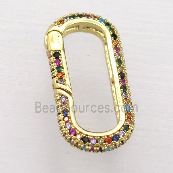 copper Carabiner Lock pendant pave zircon, gold plated