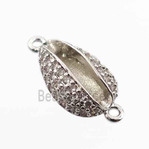 copper connector pave zircon, platinum plated