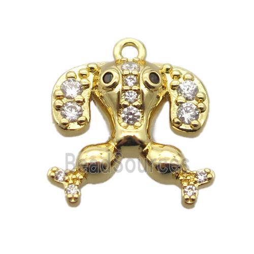 copper dog pendant pave zircon, gold plated