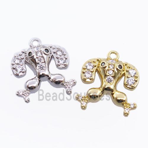 copper dog pendant pave zircon, mixed