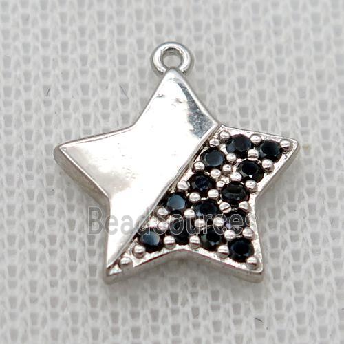 copper star pendant pave zircon, platinum plated