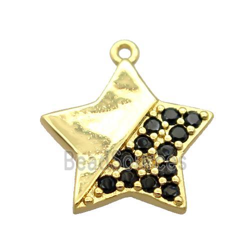 copper star pendant pave zircon, gold plated