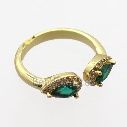 copper Rings pave zircon, gold plated