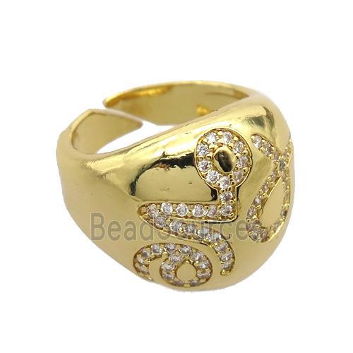 copper Rings pave zircon, gold plated