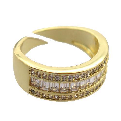 copper Rings pave zircon, gold plated