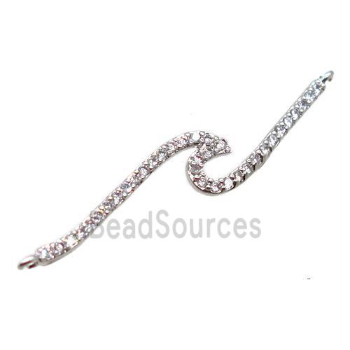 copper pendant pave zircon, platinum plated