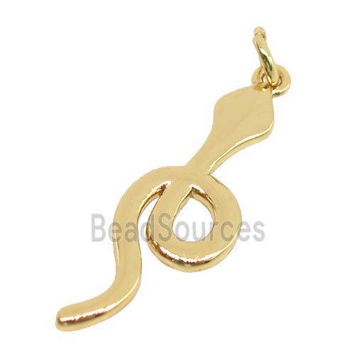 copper snake pendant, gold plated