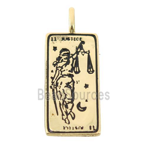 copper rectangle tarot card pendant, gold plated