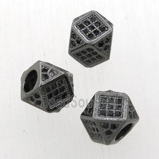 copper cube beads pave zircon, black plated