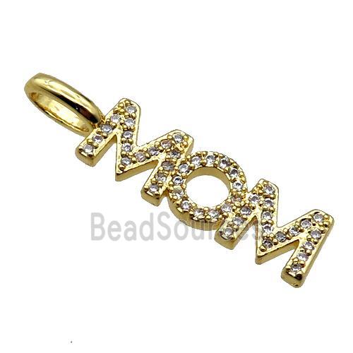 copper MOM pendant pave zircon, gold plated