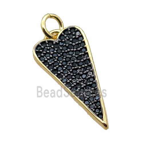 copper dart pendant pave zircon, gold plated