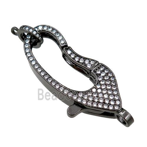 copper Carabiner Clasp paved zircon, black plated