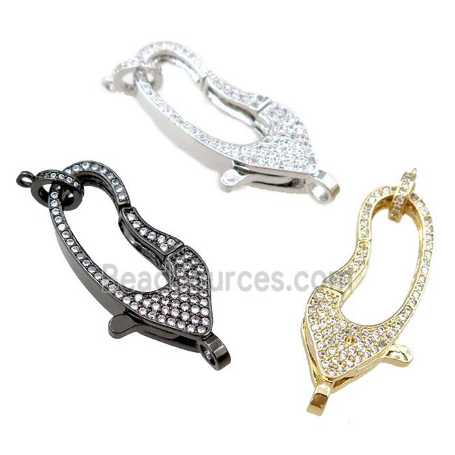 copper Carabiner Clasp paved zircon, mixed color