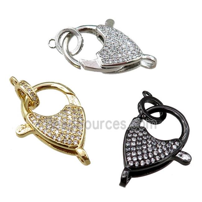 copper Carabiner Clasp lock paved zircon, mixed