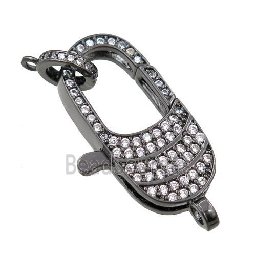 copper Carabiner Clasp paved zircon, black plated