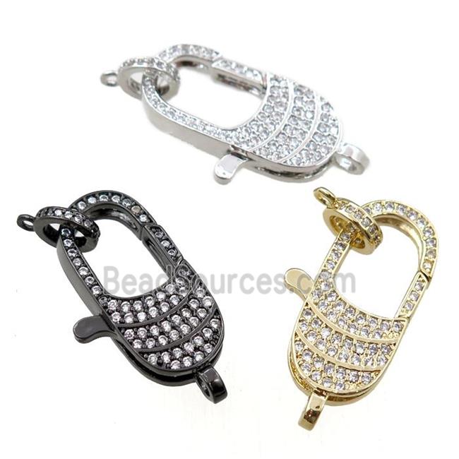 copper Carabiner Clasp lock paved zircon, mixed