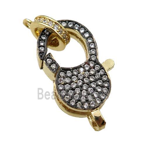 copper Carabiner Clasp paved zircon, black plated