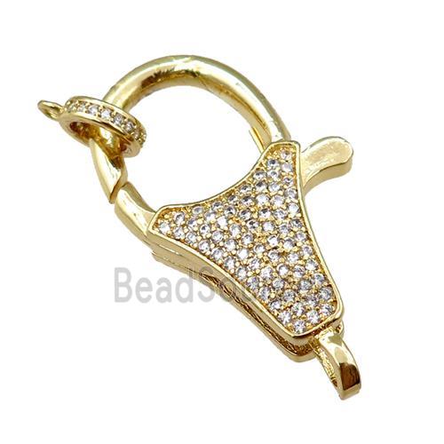 copper Carabiner Clasp paved zircon, gold plated