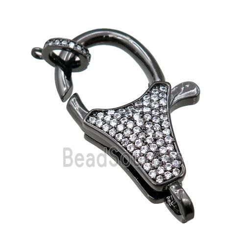 copper Carabiner Clasp paved zircon, black plated