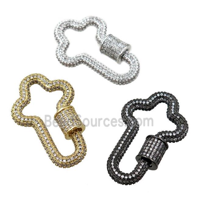 copper Carabiner Clasp micro paved zircon, mixed