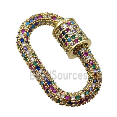 copper Carabiner Clasp paved zircon, gold plated