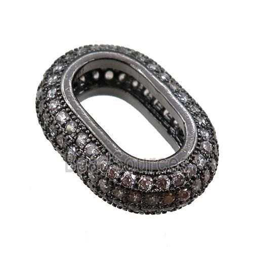 copper connector paved zircon, black plated