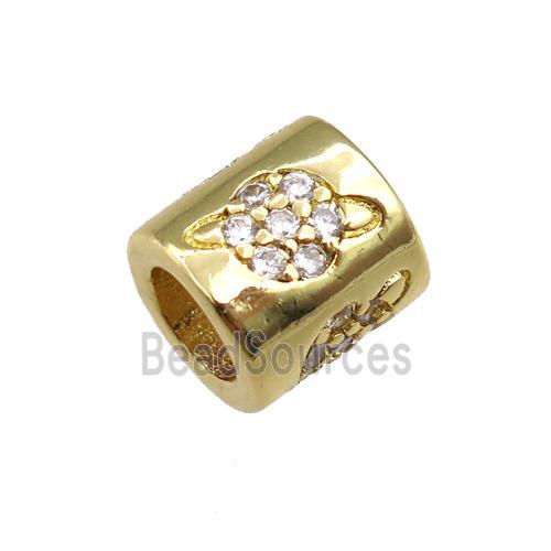 copper tube beads pave zircon, planet, gold plated